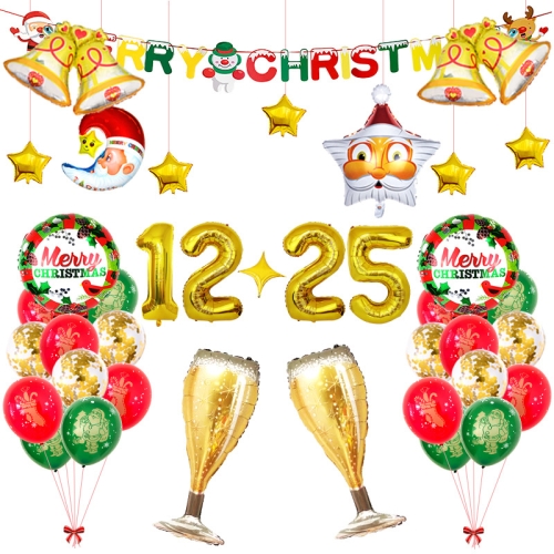 

5536 Christmas Flag Decoration Set Gold Bell Sequins Balloon Set, Specification: Set 4