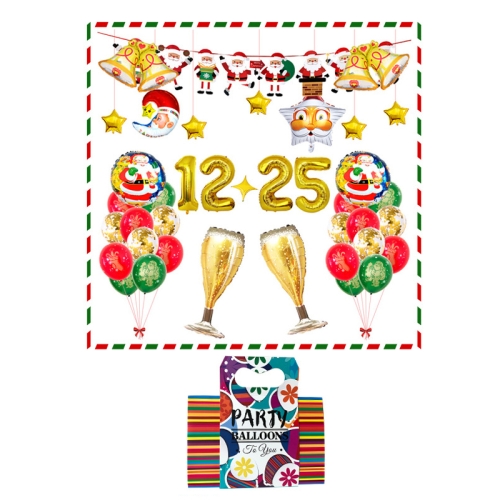 

5536 Christmas Flag Decoration Set Gold Bell Sequins Balloon Set, Specification: Set 3 + Gift Box