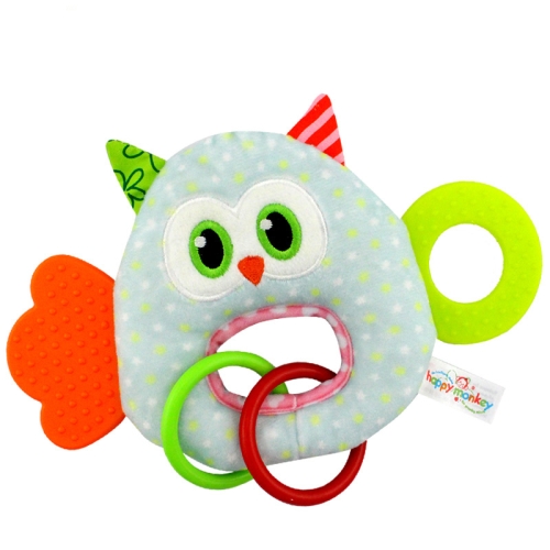 

Happy Monkey H168077-4 Baby Teether Rattle Plush Toy Newborn Soothing Doll(O-type Teeth Glue - Owl)
