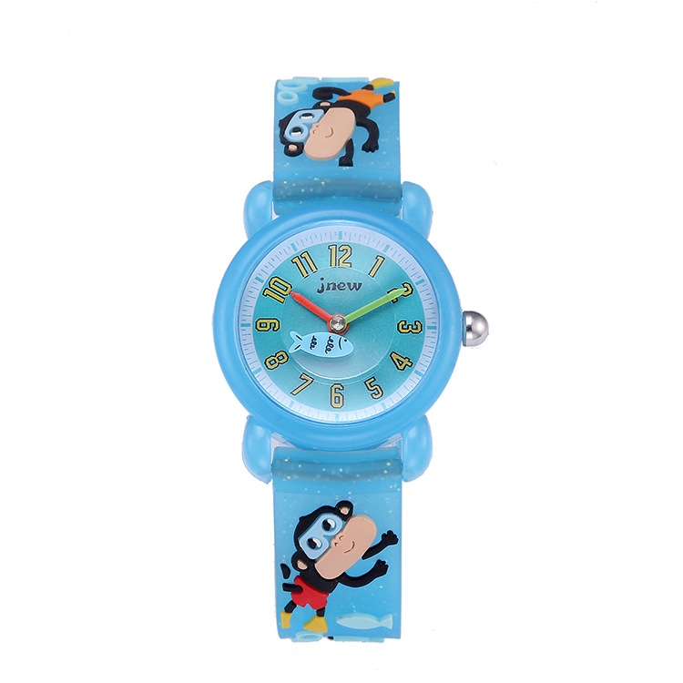 

JNEW A335-86267 Children Cartoon 3D Diving Monkey Silicone Waterproof Quartz Watch(Light Blue)