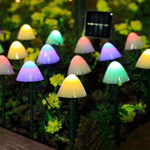 

5m 20 LEDs Solar Mushroom Lawn Light Outdoor Waterproof Garden Villa Landscape Decorative String Lights(Colorful Light)