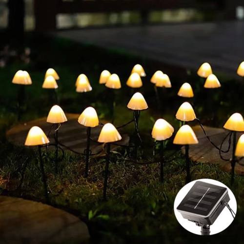 

6.5m 30 LEDs Solar Mushroom Lawn Light Outdoor Waterproof Garden Villa Landscape Decorative String Lights(Warm White Light)