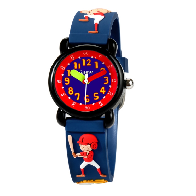 

JNEW A335-86131 Children Cartoon 3D Baseball Boy Silicone Strap Waterproof Quartz Watch(Blue)