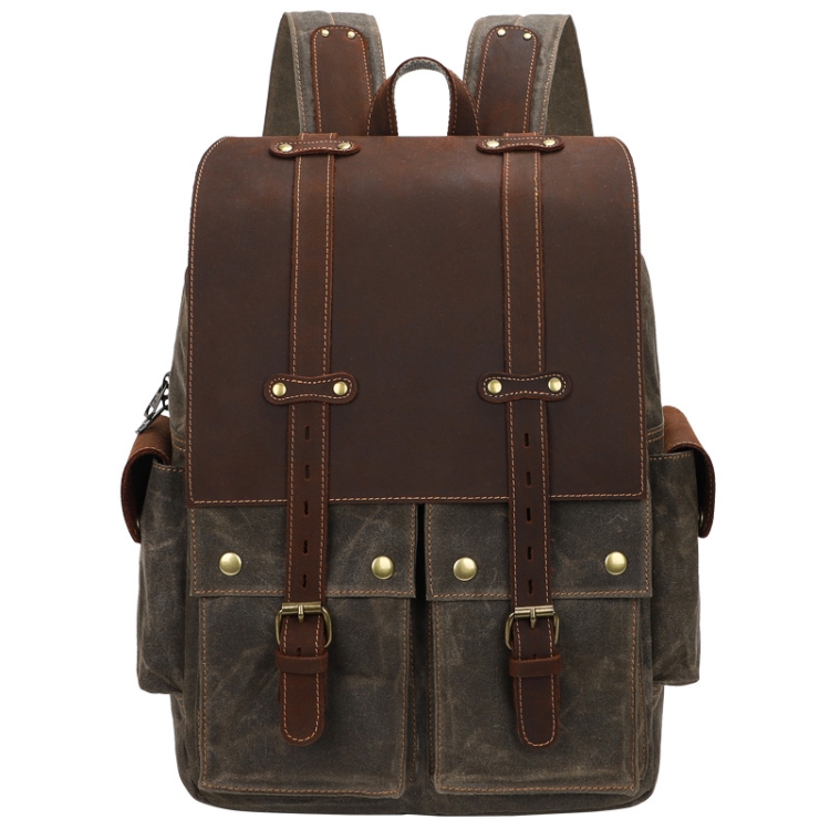 

K-022 Men Canvas Large Capacity Shoulder Bag Outdoor Computer Backpack(Green)