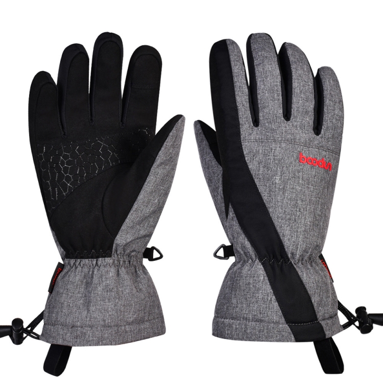 

Boodun Five-Finger Ski Gloves Windproof Waterproof Finger Touch Screen Keep Warm Gloves, Size: S(Black Gray)