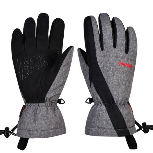 

Boodun Five-Finger Ski Gloves Windproof Waterproof Finger Touch Screen Keep Warm Gloves, Size: L(Black Gray)