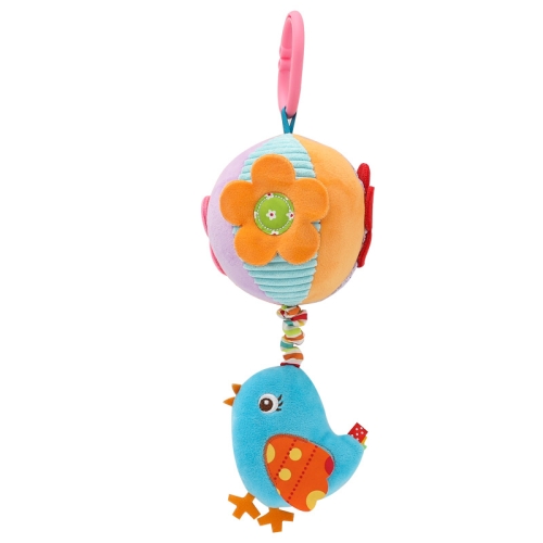 

Stroller Drawstring Cloth Ball Toy Baby Soothing Hand Grab Ball Plush Bed Bell Lathe Pendant(Blue Bird )