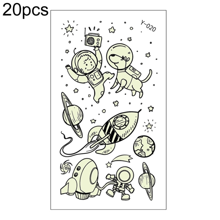 

20 PCS Cartoon Spaceship Luminous Children Tattoo Stickers(Y-020)