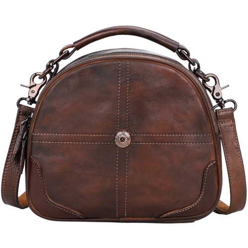 

KJ17 Hand-Headed Leather Shoulder Bag Ladies Hand Messenger Bag, Colour: Brown