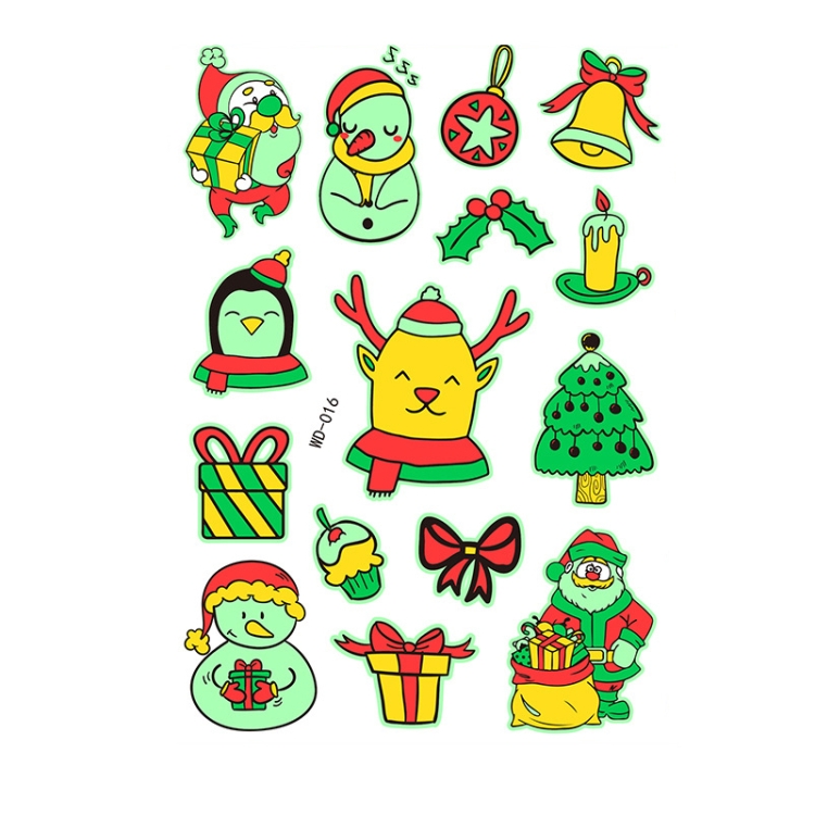 

4 PCS Children Cartoon Christmas Waterproof Luminous Fluorescent Tattoo Stickers(WD-016)
