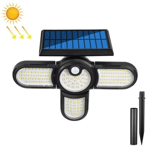 

Garden Solar Wall Light Outdoor Waterproof Lawn Light Landscape Corridor Small Street Light, Spec: 4-Head 140 LED