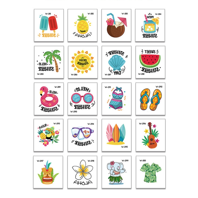 

3 Sets Beach Fruit Flower Arm Tattoo Sticker Kids Cartoon Face Sticker(20 PCS / Set)