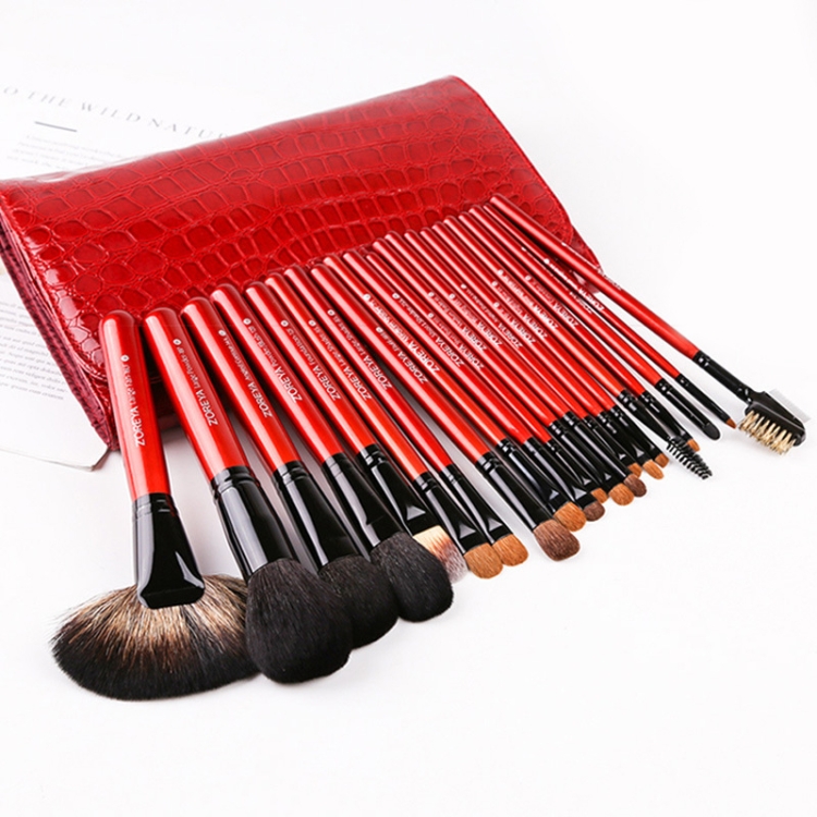 

ZOREYA 21 In One Makeup Brush Set With Crocodile Skin Pattern Makeup Brush Storage Bag Beauty Tools(Red )