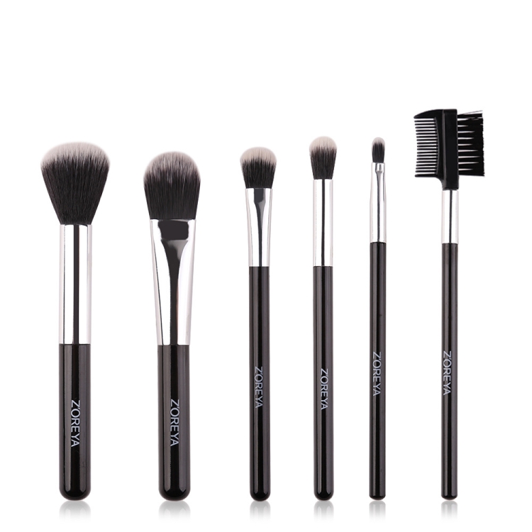 

ZOREYA ZZ6 6 In 1 Portable Makeup Brush Set With Wooden Handle Beauty Tools Foundation Brush And Eyebrow Brush(Black)