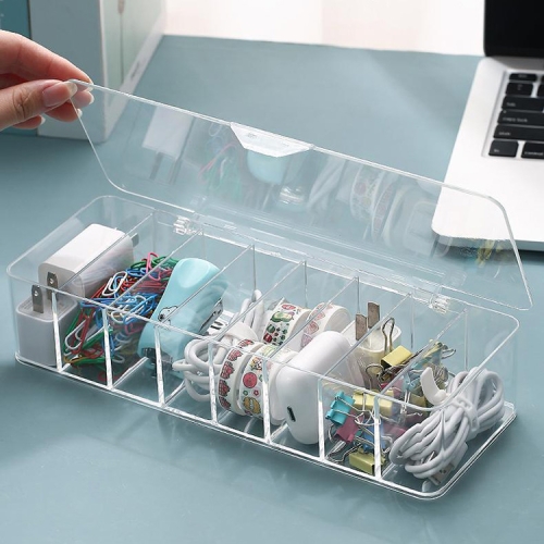 

2 PCS Dust Storage Line Box Hub Finishing Box Desktop Data Cable Storage Box, Specification: 8 Grid Increase With Cover