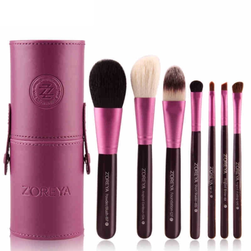 

ZOREYA 7-In-1 Portable Bucket Makeup Brush Set For Beginners Makeup Bucket Brush, Exterior color: Purple