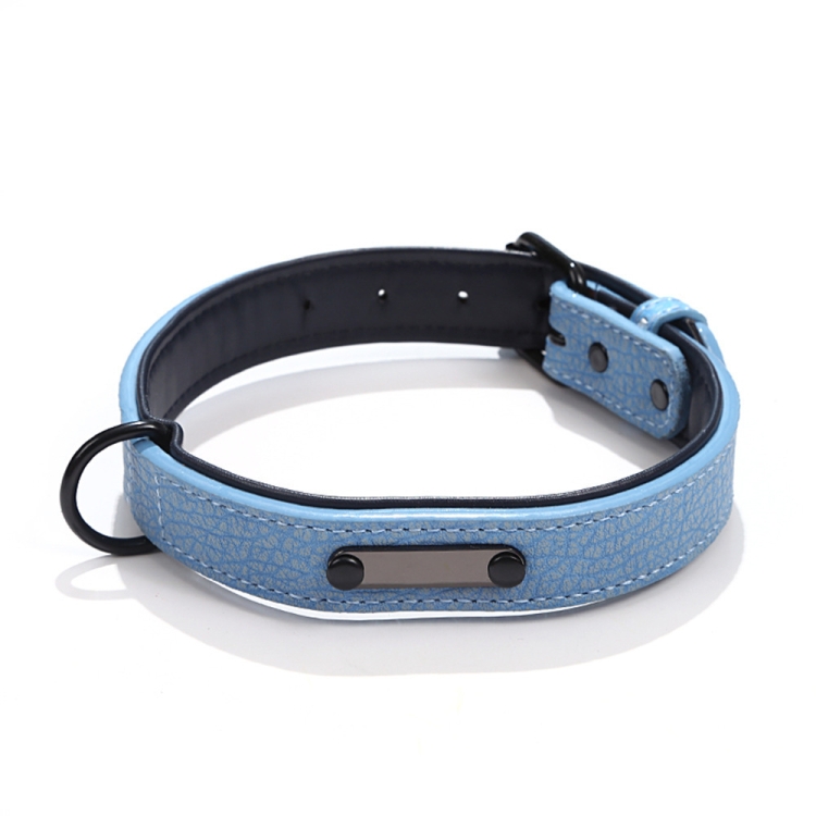 

Pet Collar Leather Dog Collar Adjustable Dog Tag Anti-Lost Collar, Size: XL 59 x 3.2cm(Blue)