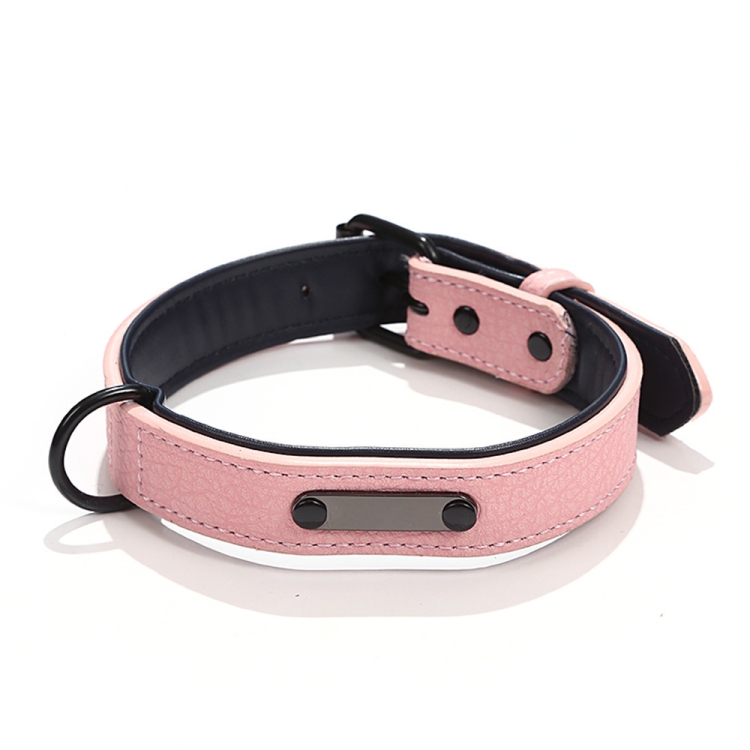 

Pet Collar Leather Dog Collar Adjustable Dog Tag Anti-Lost Collar, Size: XL 59 x 3.2cm(Pink)