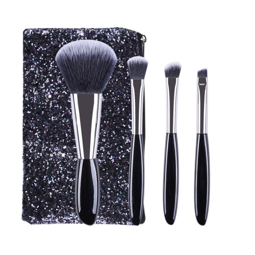 

4 In 1 Black Pebbles Makeup Brush Set Eyeshadow Brush Foundation Brush Portable Makeup Brush,Style: Brush + Makeup Brush Bag
