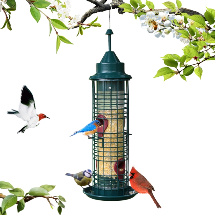 

BF002 Garden Outdoor Hanging Metal Automatic Bird Feeder(Green)