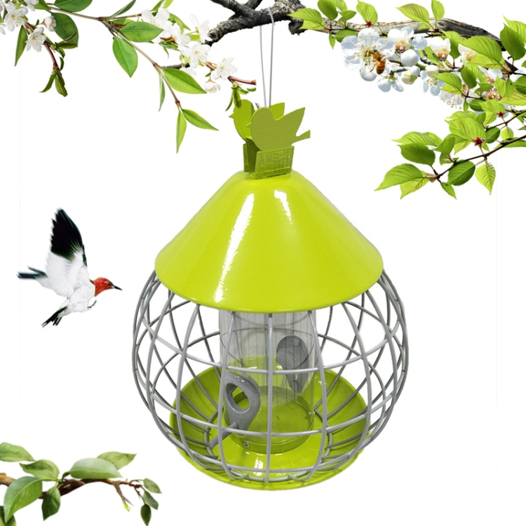 

Outdoor Garden Straight Hanging Round Anti-Squirrel Bird Feeder(Green)