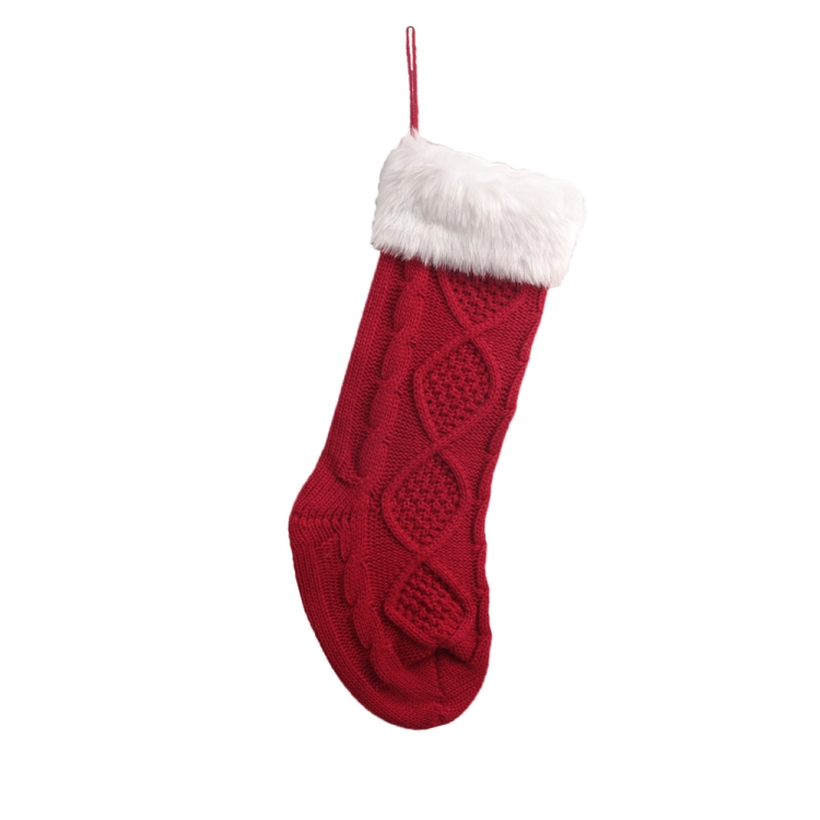

Christmas Decoration Gift Bag Plush Knitted Socks Pendant(Red)