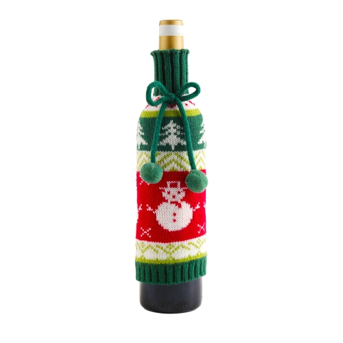 

2 PCS Hair Ball Bow Wine Bottle Cover Christmas Decoration Supplies(Snowman)