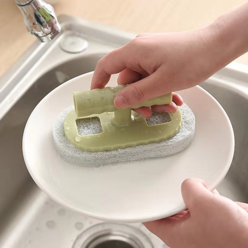 

10 PCS Kitchen Decontamination Sponge Brush Pot Washing Brush With Handle(Green)