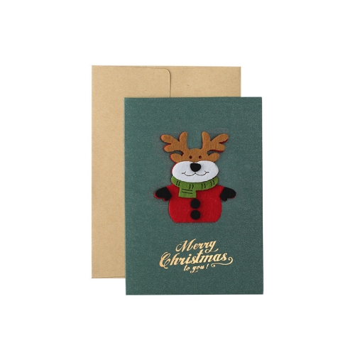 

10 Sets Vintage Pearl Paper Christmas Greeting Card Handmade Three-Dimensional Blessing Card With Envelope(Deer Baby)