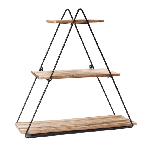 

Bedroom Study Room Wall-Mounted Triangle Rack Cosmetic Storage Rack, Specification: 8x55x47cm(Wood Color)