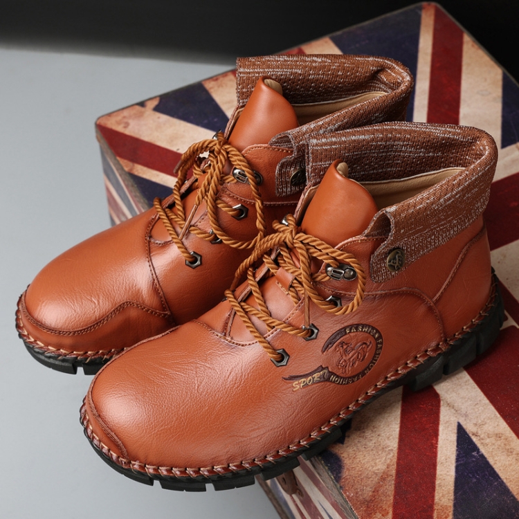 

AS829 Autumn And Winter Men Martin Boots Casual High-Top Leather Shoes, Size: 46(Brown)