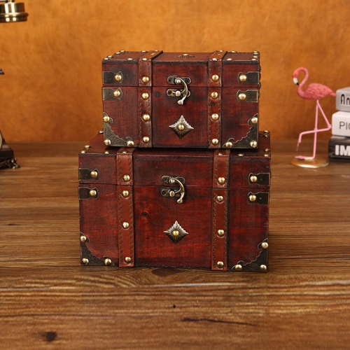 

Wooden Square Vintage Jewelry Storage Box Indoor Shooting Props,Specification： 6266 Set