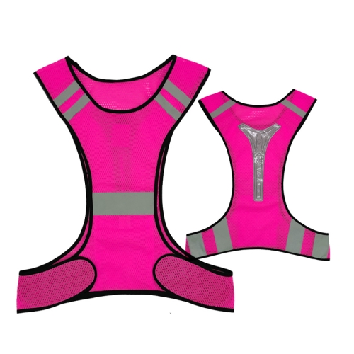 

Sports Reflective Vest Night Running Outdoor Reflective Clothing Traffic Safety Reflective Vest,Style: With Led(Pink)