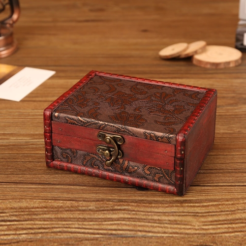 

Wooden Vintage Jewelry Box Sorage And Shooting Props, Size: 14.5x11.5x6.5cm(6010A Grass Flower)