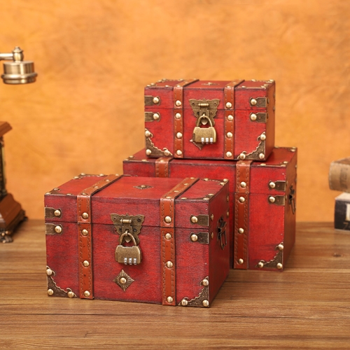 

Antique Square Jewelry Storage Box Film And Television Props Wooden Box，Specification： 3 PCS / Set Retro Three-digit Lock