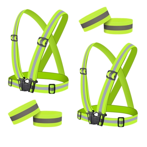 

Reflective Elastic Band Suit Night Running Construction Site Traffic Safety Reflective Equipment,Style: 2 Strap+4 Arm Strap