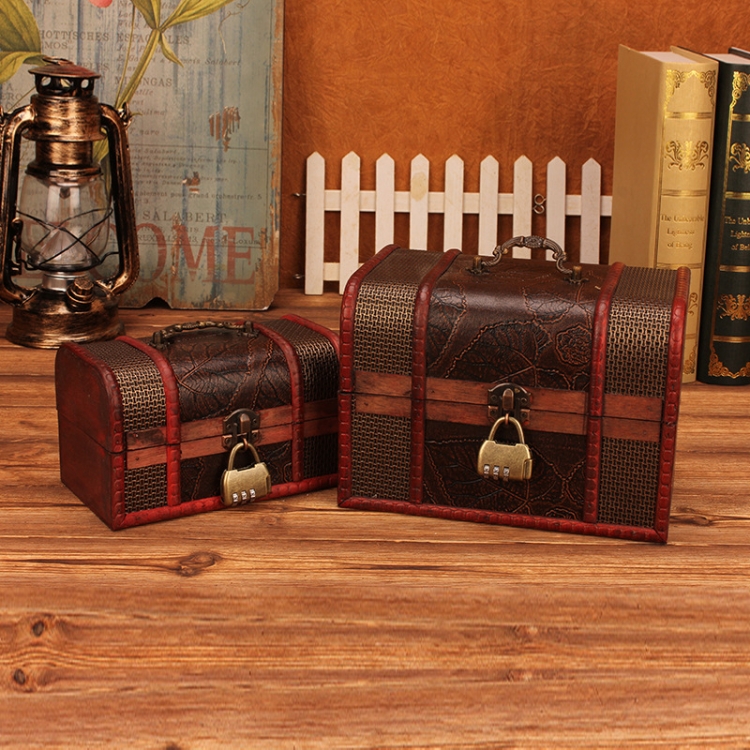 

Jewelry Storage Box Retro Wooden Treasure Box Shooting Props Decoration，Specification： 2 PCS/Set With Lock