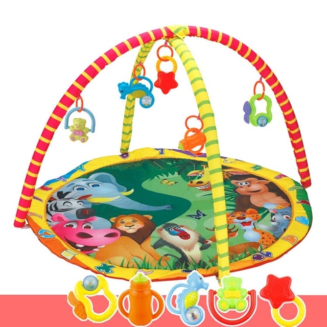 

Kids Children Fitness Rack Game Blanket Crawling Carpet Mat Gym Toys Intellectual Development(Colorful)