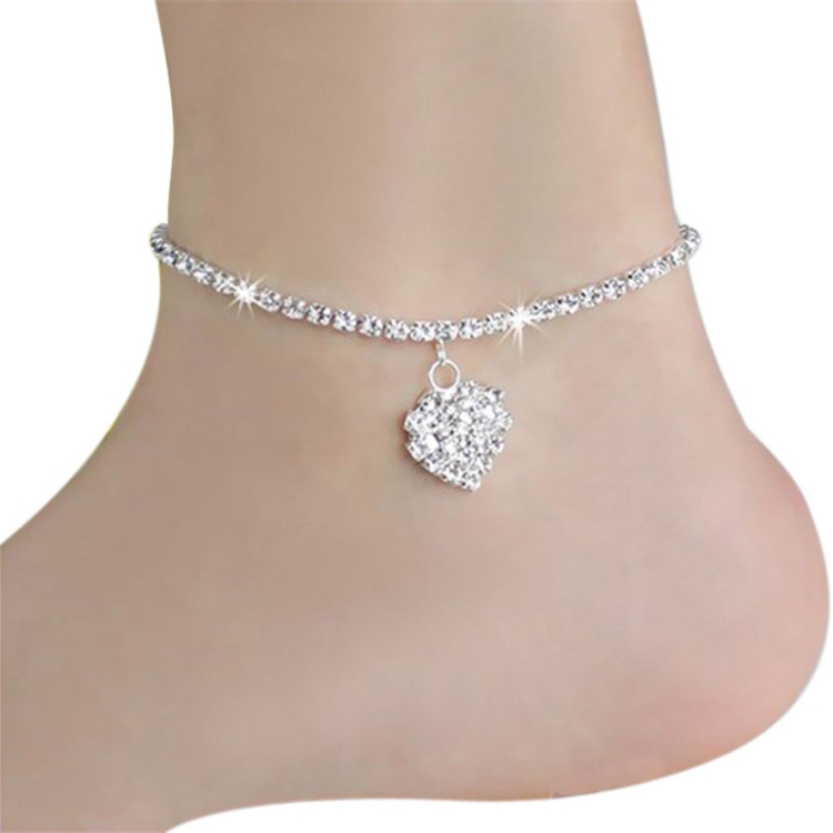 

Heart Shape Rhinestone Anklet Bracelet Beach Foot Jewelry Anklet Chain