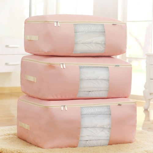 

Home Foldable Storage Clothing Wardrobe Organizer Bag Clothes Blanket Quilt Closet Box Bag, Size:55cmX35cmX20cm(Pink)