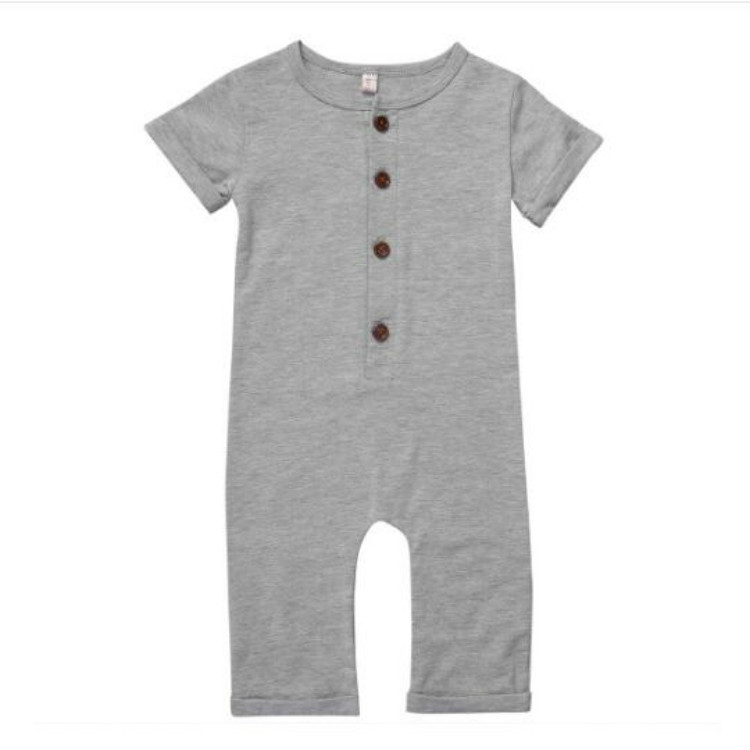 

Spring Babies Cotton Short-sleeved Jumpsuits Romper, Size:80cm(Gray)