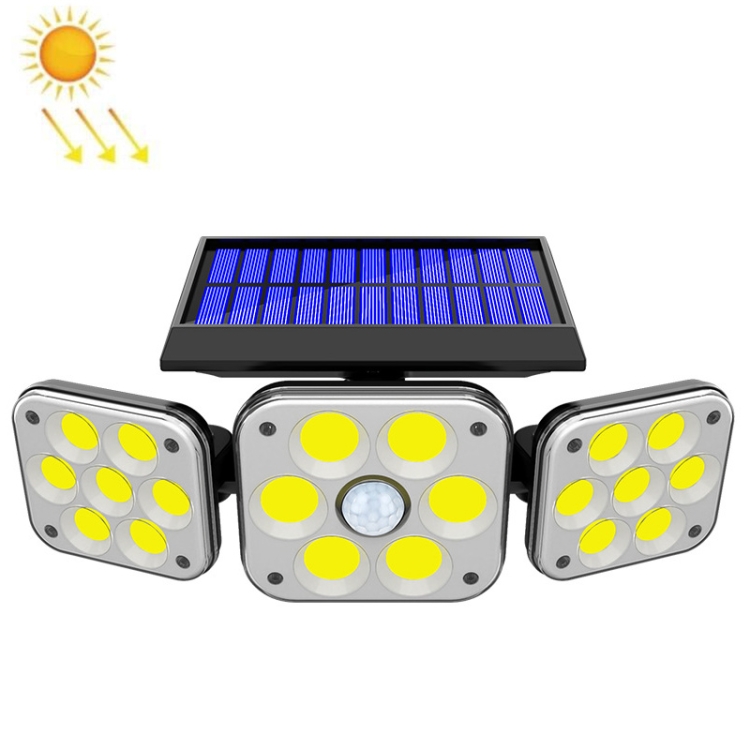 

132 COB Solar 3-Head Rotatable Wall Lights Human Sense Outdoor Waterproof Garden Street Light