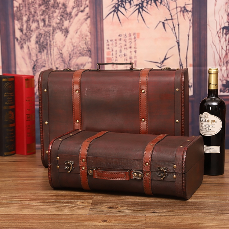 

Wooden Portable Certificate Sundries Storage Box Photo Studio Shooting Props，Specification： 1613-06 Red Leather 2PCS/Set