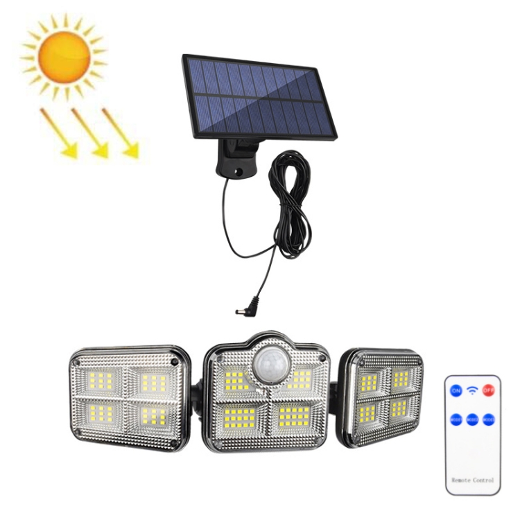 

TG-TY075 Solar 3-Head Rotatable Wall Light Body Sensation Outdoor Waterproof Garden Light, Style: 122 LED Splitable
