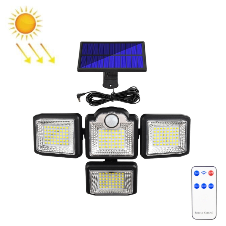 

TG-TY085 Solar 4-Head Rotatable Wall Light with Remote Control Body Sensing Outdoor Waterproof Garden Lamp, Style: 192 LED Separated