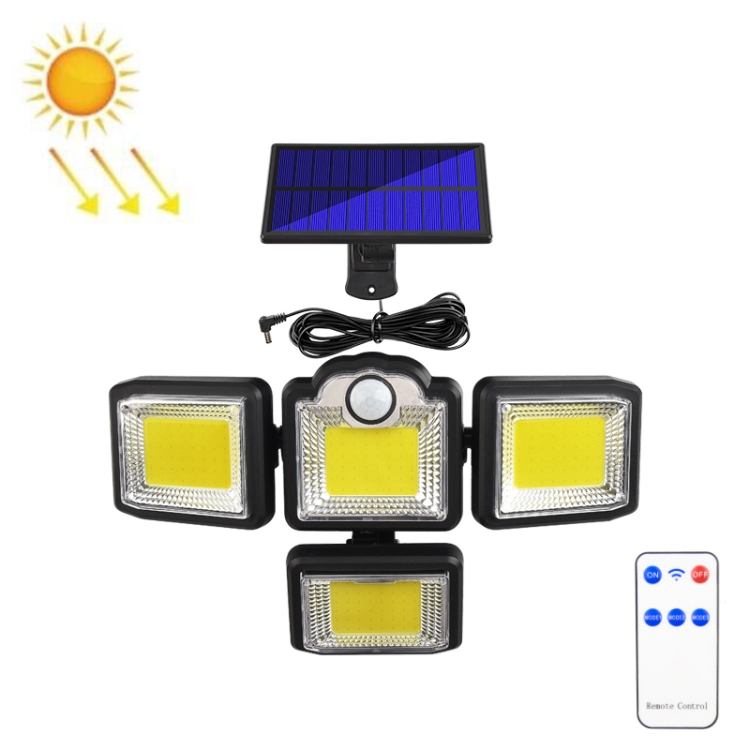 

TG-TY085 Solar 4-Head Rotatable Wall Light with Remote Control Body Sensing Outdoor Waterproof Garden Lamp, Style: 192 COB Separated