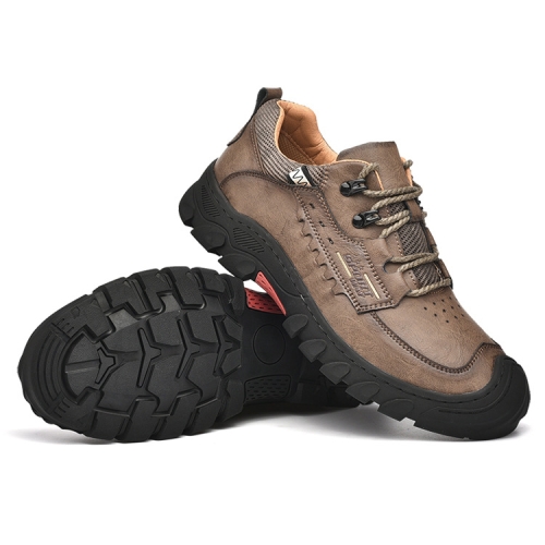 

XZ2182 Autumn Men Outdoor Hiking Shoes Cowhide Laced Thick-Soled Men Shoes, Size: 41(Khaki)