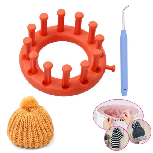 

2 in 1 Circular Hand Knitting Machine Woolen Needle Hook Jacquard Weaver Sweater Hat Making Tool(Orange)