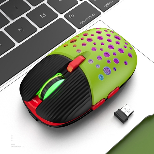 

K-Snake BM900 6 Keys 2.4G Wireless Charging Beetle Mouse Glowing Gaming Mouse(Black Green)