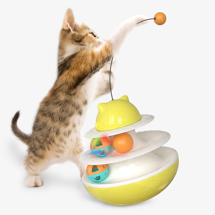 

Cat Educational Toy Cat Turntable Interactive Play Plate Upgrade Track Ball(Yellow)